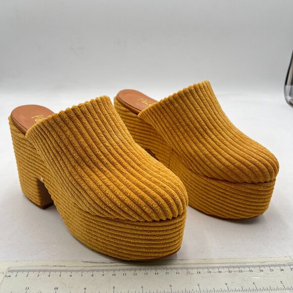 Pazzion Goldenrod Platform Round Toe Mules Clogs Slip On Chunky Heel Slipper - Picture 3 of 7